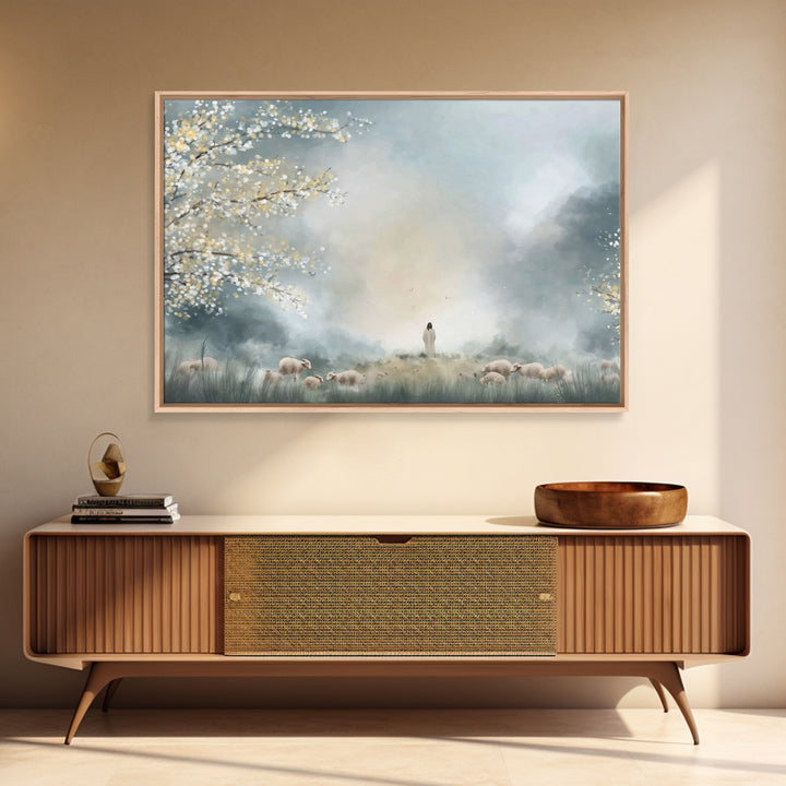 Pasture Of Light – Framed Canvas Print – Christian Wall Art – Christian Art Print – Jesus Painting – Modern Christian Art – Christian Decor