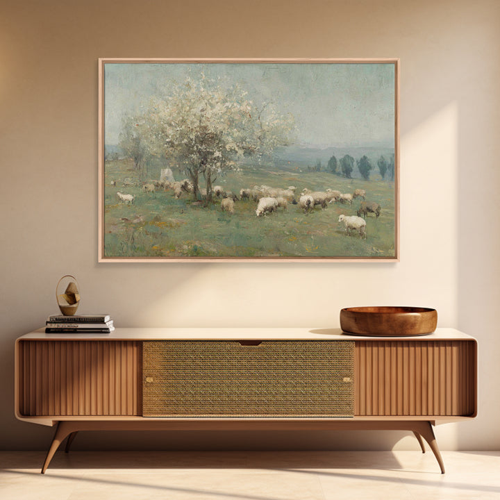 Springtime Shepherd Joy | Framed Canvas Print | Christian Art Canvas | Christian Wall Art | Vintage Christian Art | Christian Gift Ideas |