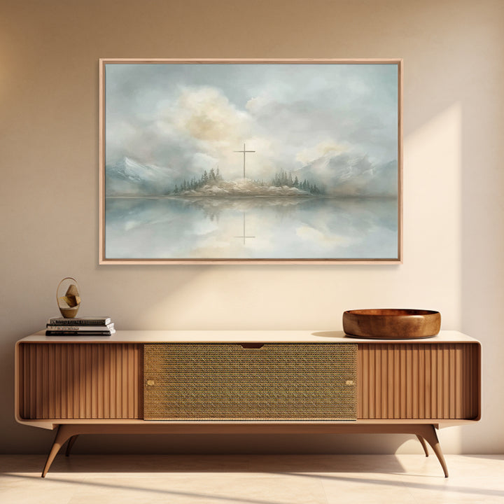 Misty Faith Chapel | Framed Canvas Print | Christian Wall Art | Subtle Christian Art | Vintage Christian Art | Christmas Art Prints | Chris