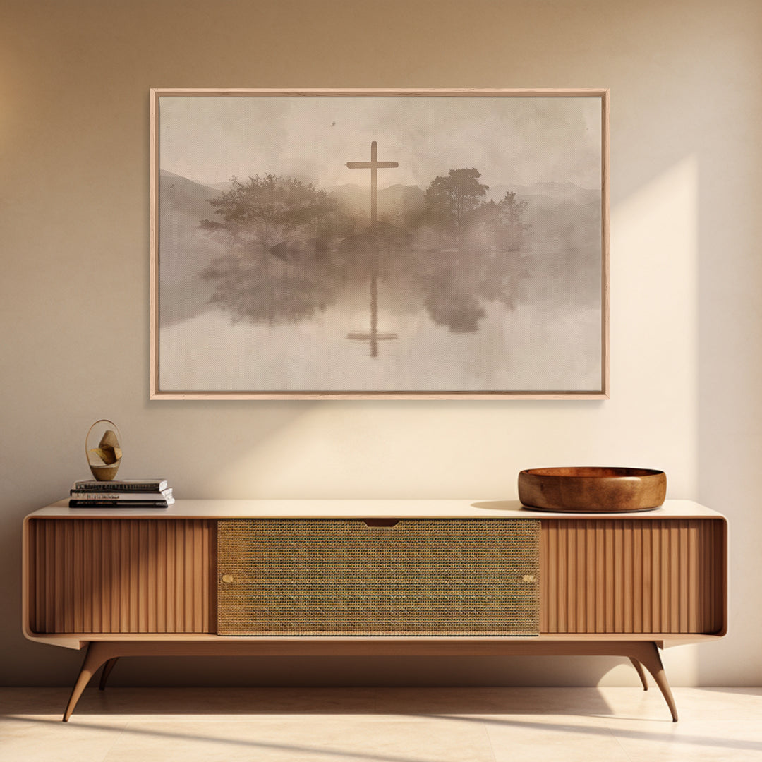 Cross Of Serenity – Framed Canvas Print – Christian Wall Art – Christian Art Canvas – Minimalist Christian Art – Christian Gift – Christmas