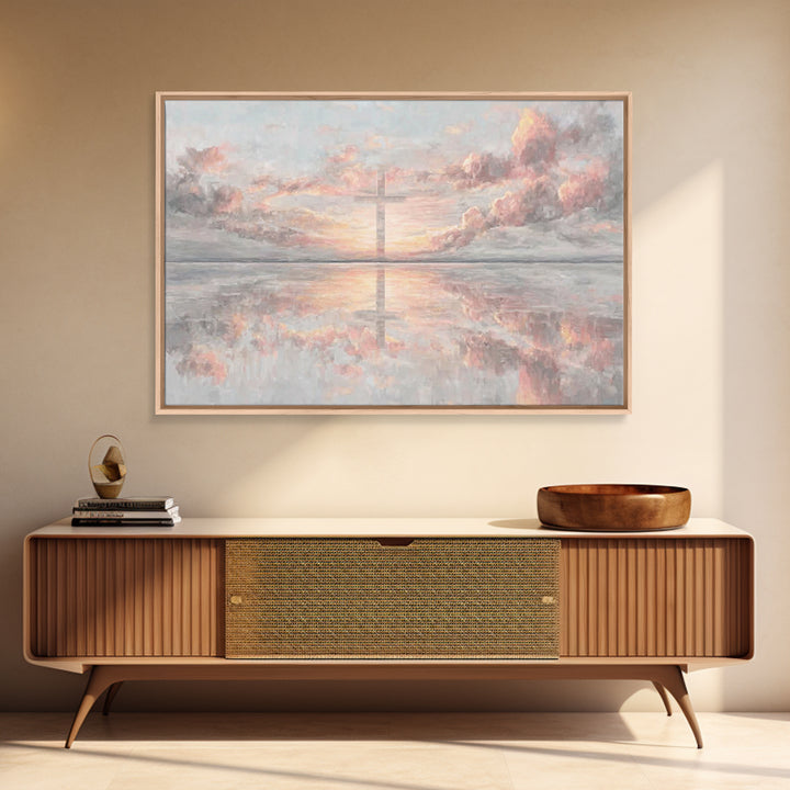 Heaven’s Dawn Cross, Framed Canvas Print, Christian Art Canvas, Christian Wall Art, Modern Christian Art, Christian Christmas Art, Christia
