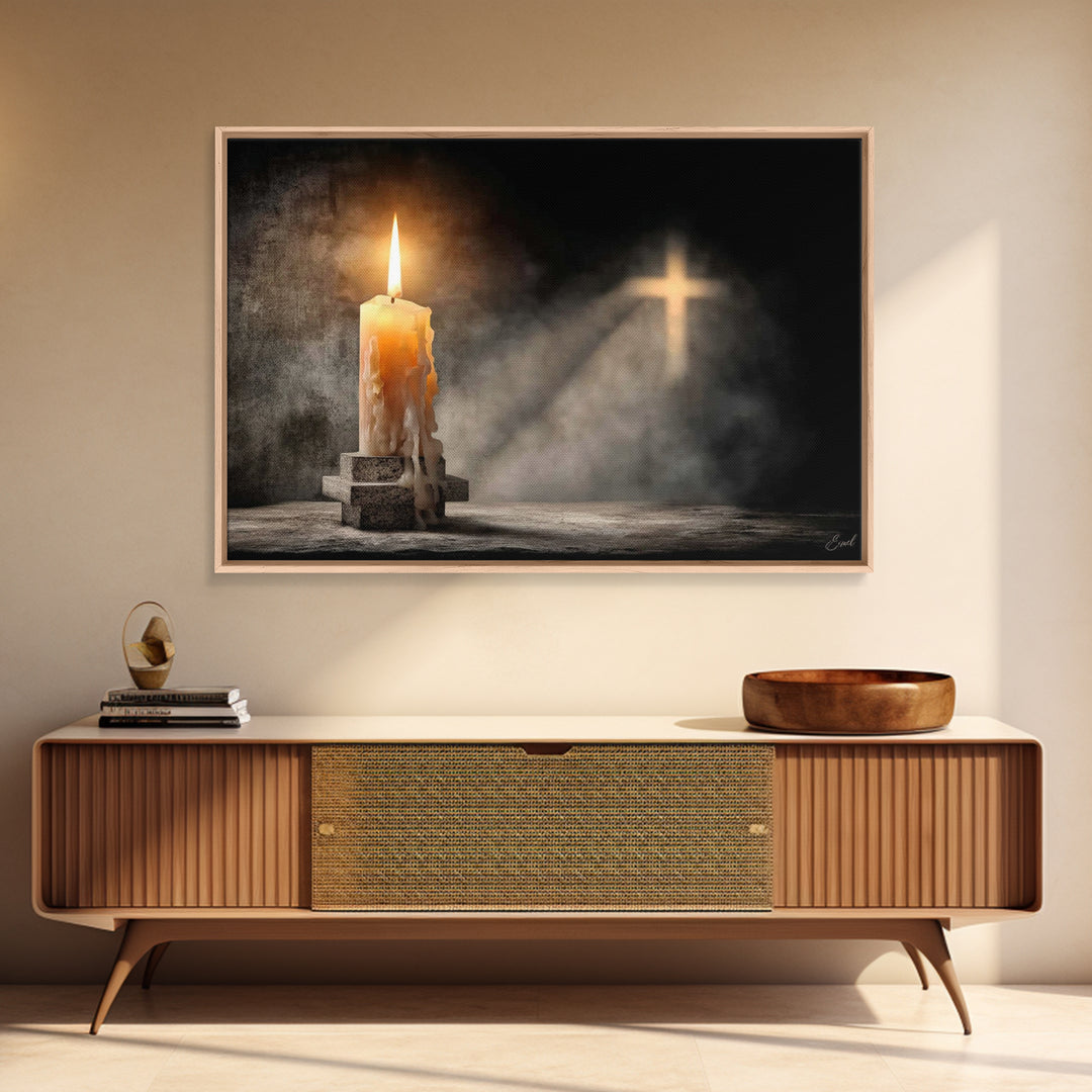 Light Of Mercy | Framed Canvas Print | Christian Art Canvas | Christian Wall Art | Moody Christian Art | Christian Art