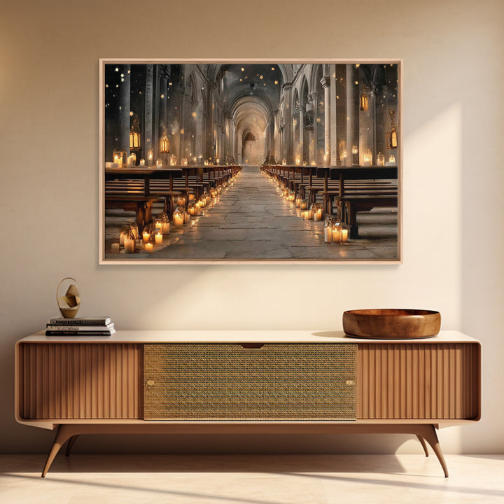Midnight Chapel Light | Framed Canvas Print | Christian Wall Art | Christian Art Canvas | Moody Christian Art | Christian Gift Ideas | Chri