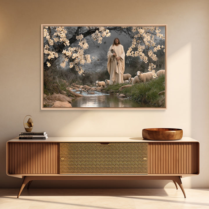The Good Shepherd – Framed Canvas Print – Jesus Painting – Christian Wall Art – Christian Art Canvas – Christian Gift Ideas – Christian Dec