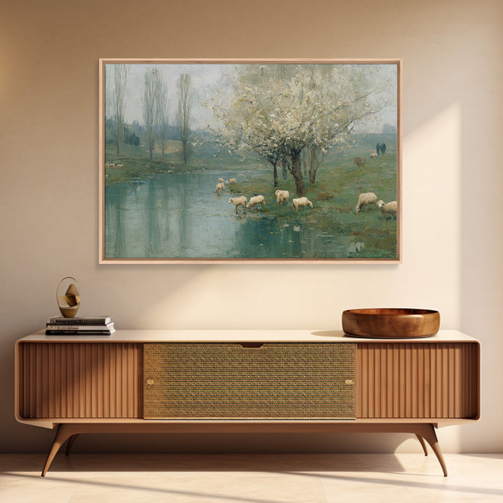 Still Waters Grace, Framed Canvas Print, Christian Wall Art, Christian Art Canvas, Vintage Christian Art, Christian Painting, Christian Gif