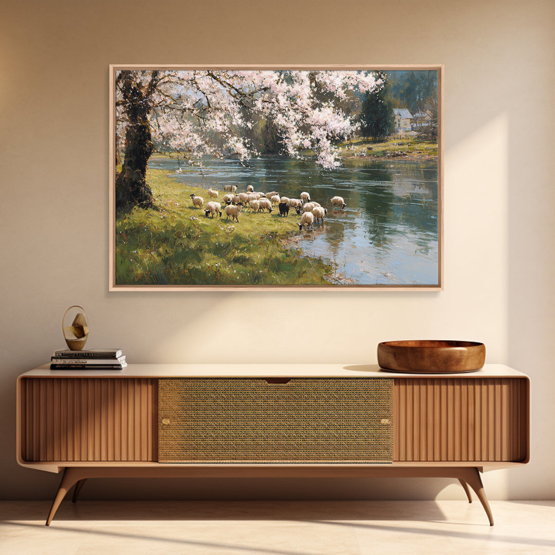 Spring Shepherd Light | Framed Canvas Print | Christian Wall Art | Christian Art Canvas | Pastoral Scenery | Christian Art Work | Christian