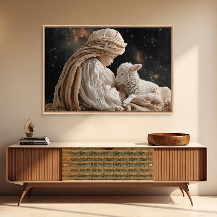 Blessed Dawn Family, Framed Canvas Print, Christian Christmas Art, Christian Art Canvas, Jesus Painting, Christian Wall Art, Christmas Art