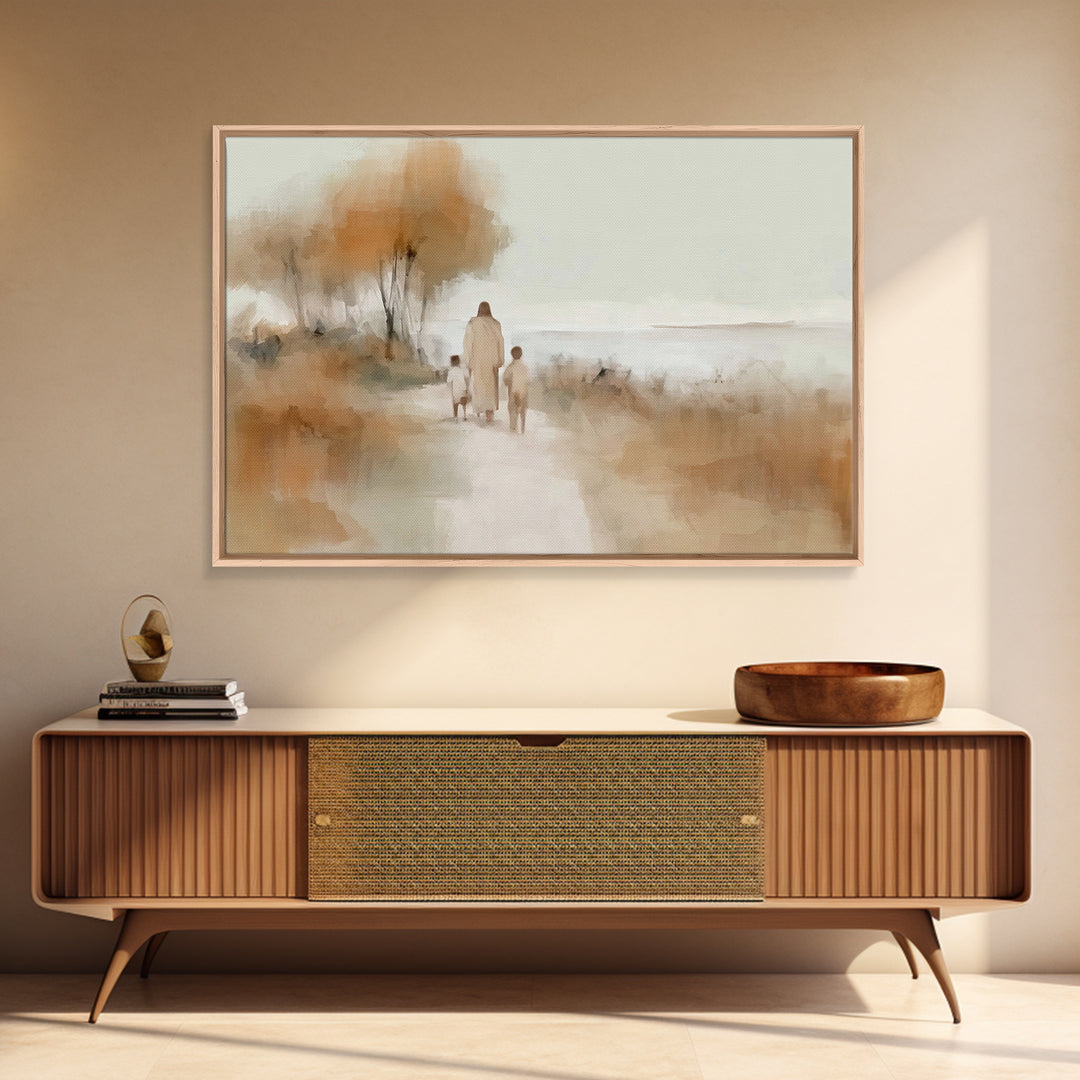 Autumn Walk Grace | Framed Canvas Print | Christian Art Canvas | Christian Wall Art | Jesus Painting | Christian Gift Ideas | Christian Art