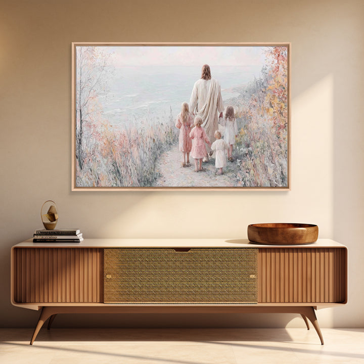 Walking In His Light, Framed Canvas Print, Christian Art Prints, Jesus Painting, Christian Wall Art, Christian Art Canvas, Christian Gift I