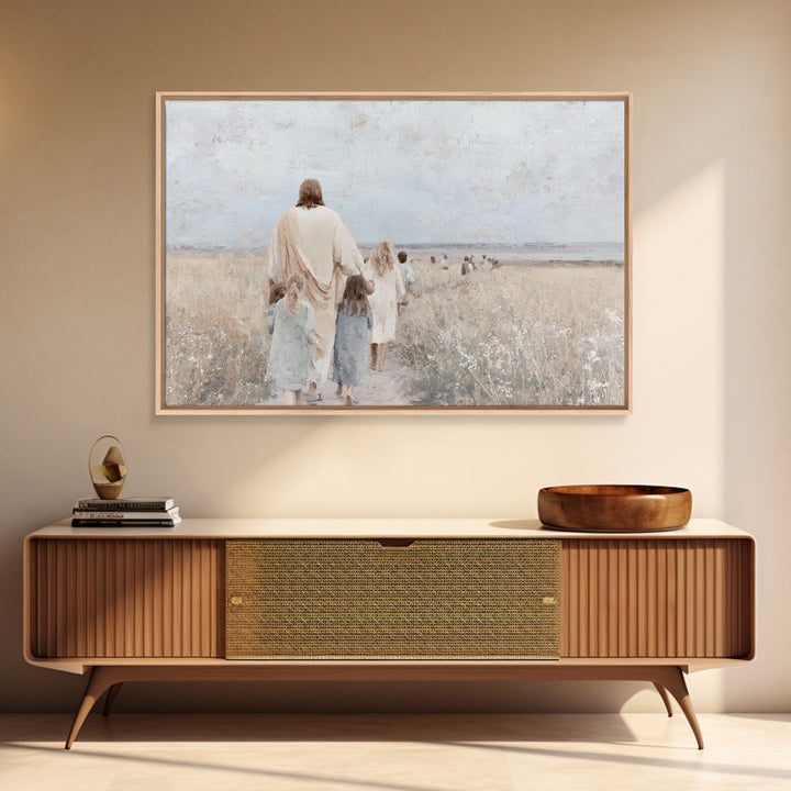 Fields Of Hope – Framed Canvas Print – Christian Art Canvas – Large Jesus Painting – Christian Wall Art – Christian Gift – Vintage Christia