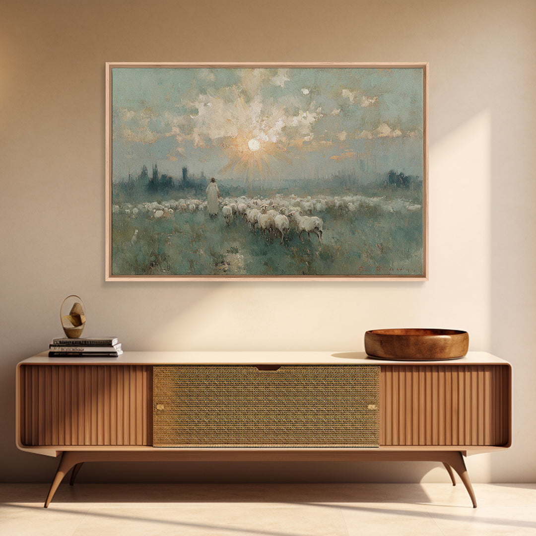 Rising Light – Framed Canvas Print – Christian Art Canvas – Christian Wall Art – Jesus Painting – Large Christian Art – Christian Christmas