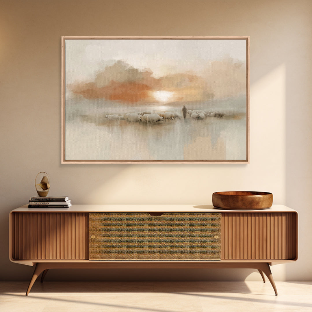 Pastoral Ember – Framed Canvas Print – Christian Wall Art – Christian Art Canvas – Jesus Painting – Subtle Christian Art – Christian Home D