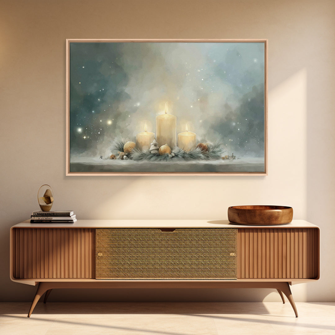 The Guiding Candle | Framed Canvas Print | Christian Wall Art | Christmas Art Prints | Christian Christmas Art | Christian Decor | Modern C