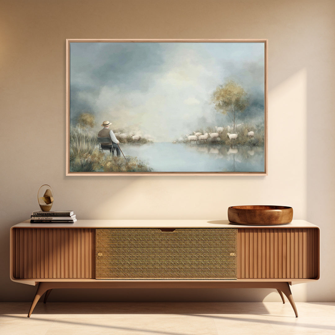 Quiet Meadow Watch – Framed Canvas Print – Christian Art Canvas – Christian Wall Art – Christian Gift Ideas – Christmas Art – Jesus Paintin