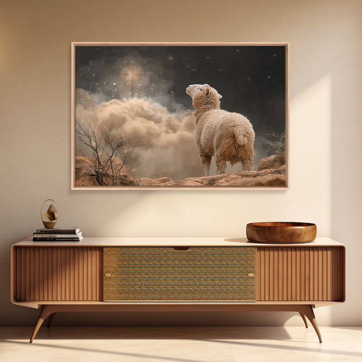 Faithful Pasture Light | Framed Canvas Print | Jesus Painting | Christian Wall Art | Christian Gift Ideas | Christian Art Canvas | Christma