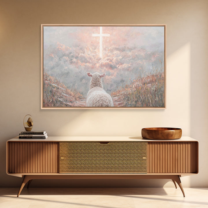 Heaven’s Guiding Cross – Framed Canvas Print – Christian Wall Art – Christian Art Canvas – Christian Christmas Art – Jesus Painting – Chris