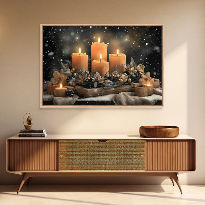 Winter Vigil | Framed Canvas Print | Christmas Wall Art | Christian Art Print | Moody Christmas Art | Christian Christmas Decor | Christian