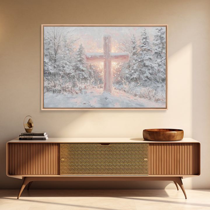 Snowlit Savior Light, Framed Canvas Print, Christian Art Canvas, Christian Christmas Art, Christian Wall Art, Christian Gift Ideas, Modern