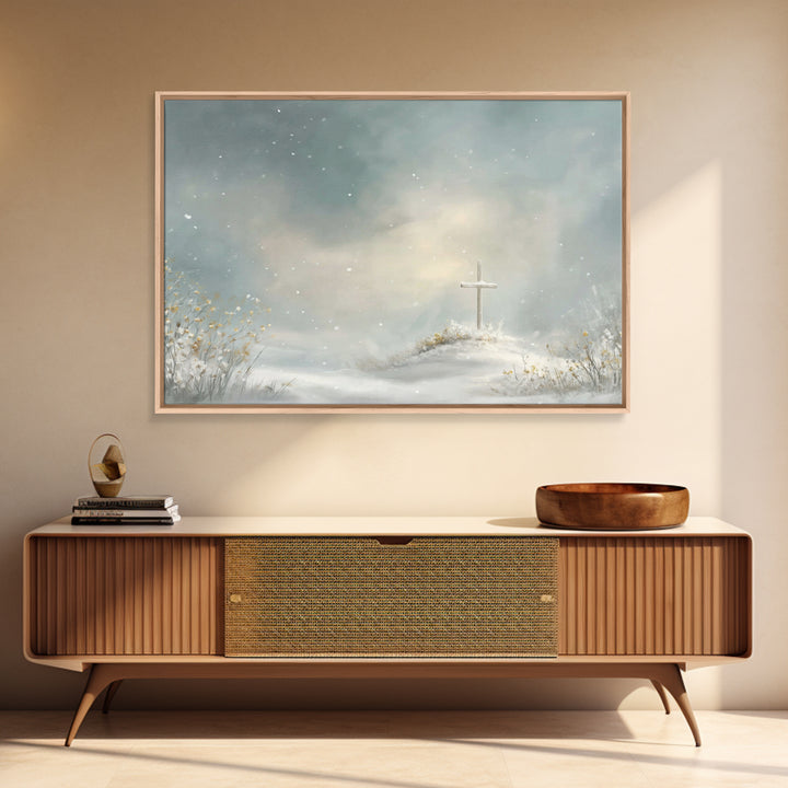 Peaceful Winter Hill | Framed Canvas Print | Christian Wall Art | Christian Art Canvas | Subtle Christian Art | Christian Gift Ideas | Chri