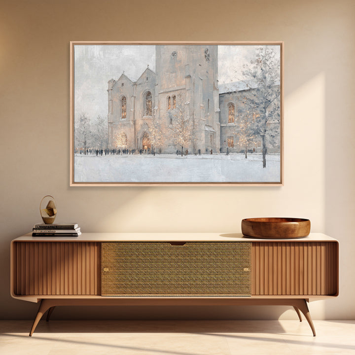 Evening Mass Arrival – Framed Canvas Print – Christmas Wall Art – Christian Art Canvas – Christian Christmas Art – Framed Christmas Art – C
