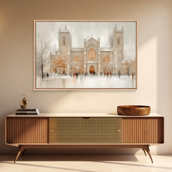 Snowlit Cathedral Eve – Framed Canvas Print – Christmas Wall Art – Christian Christmas Art – Christian Art Canvas – Framed Christmas Art –