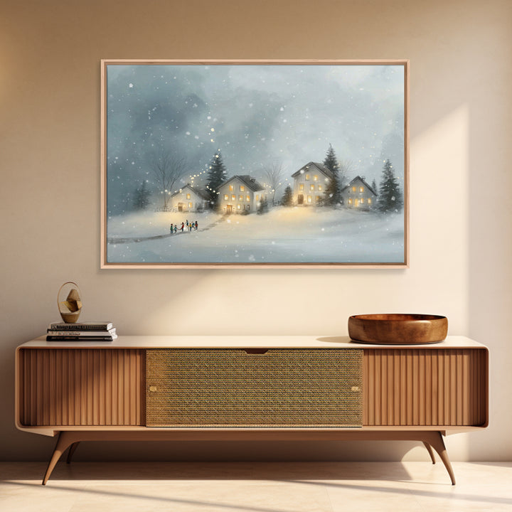 Winter Village Joy – Framed Canvas Print – Christmas Wall Art – Christian Christmas Art – Christmas Art Prints – Christian Decor – Framed C
