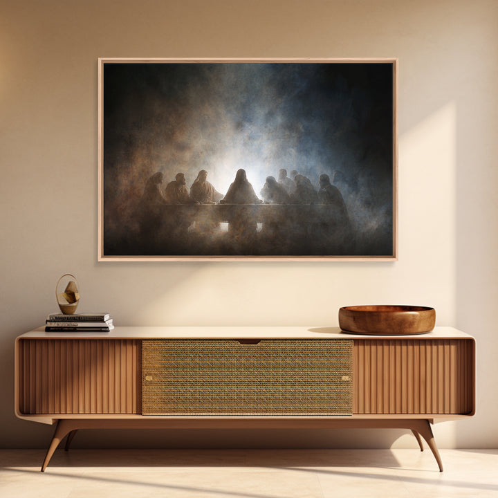 Heavenly Supper Light – Framed Canvas Print – Christian Wall Art – Jesus Painting – Christian Art Canvas – Christian Christmas Art
