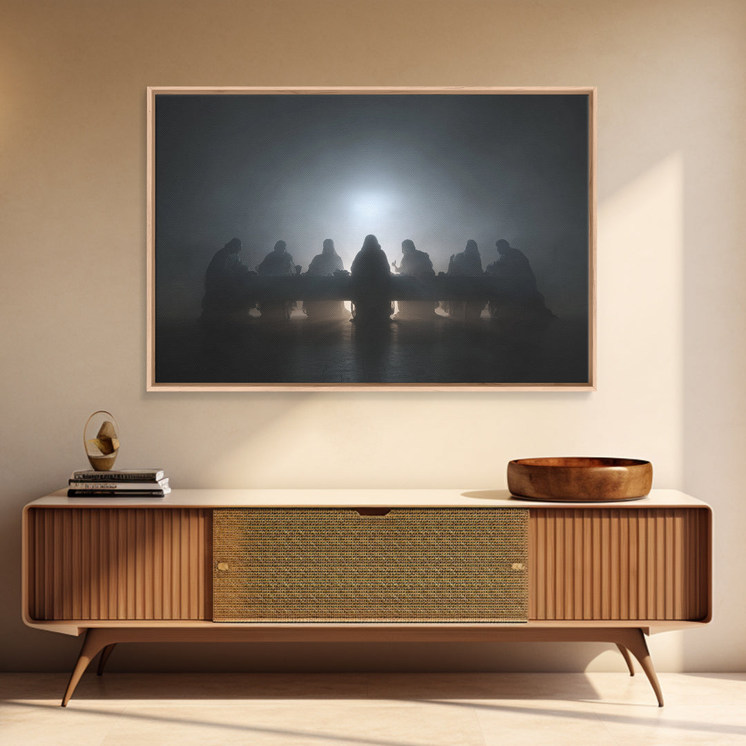 Clouded Supper Reverence – Framed Canvas Print – Christian Wall Art – Abstract Christian Art – Jesus Painting – Christian Art Canvas – Chri