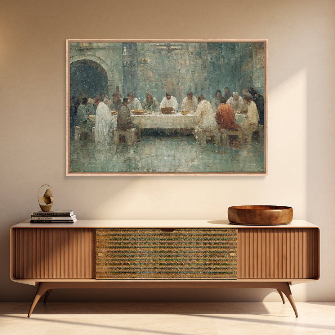 Starlit Holy Banquet | Framed Canvas Print | Christian Wall Art | Christian Art Canvas | Jesus Painting | Modern Christian Art | Christmas