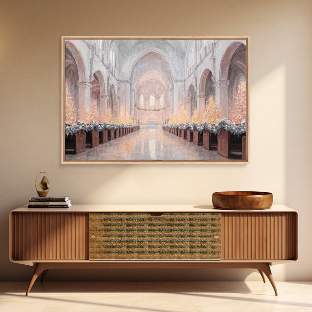 Candlelit Chapel | Framed Canvas Print | Christian Christmas Art | Framed Christian Art | Christmas Wall Art | Subtle Christian Paintings |