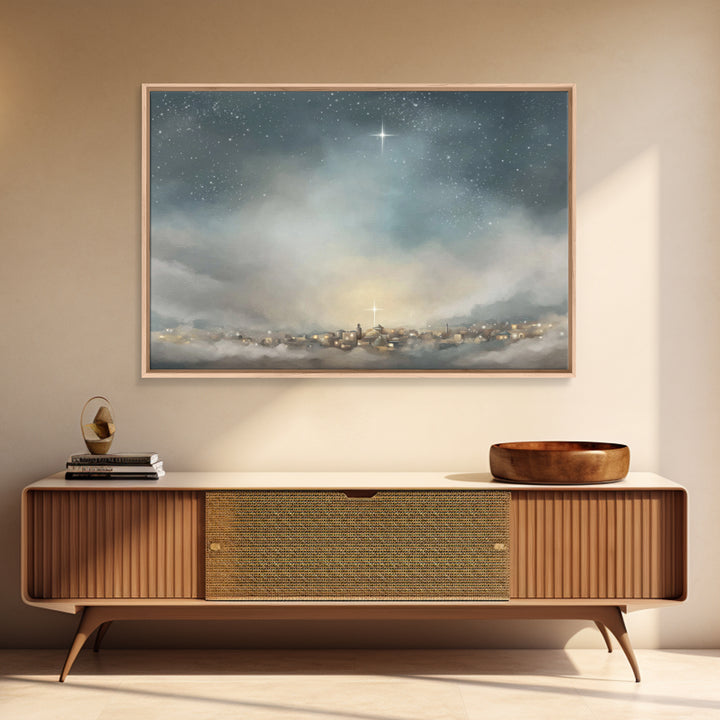 Guiding Star Over Bethlehem | Framed Canvas Print | Christmas Art | Christian Wall Art | Christian Christmas Art | Christian Art Canvas | C