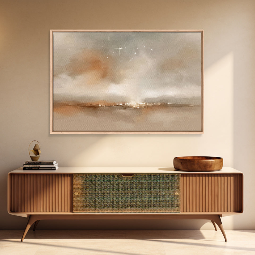 Silent Bethlehem Glow – Framed Canvas Print – Christmas Art – Christian Wall Art – Christian Christmas Art – Christian Art Canvas – Christm