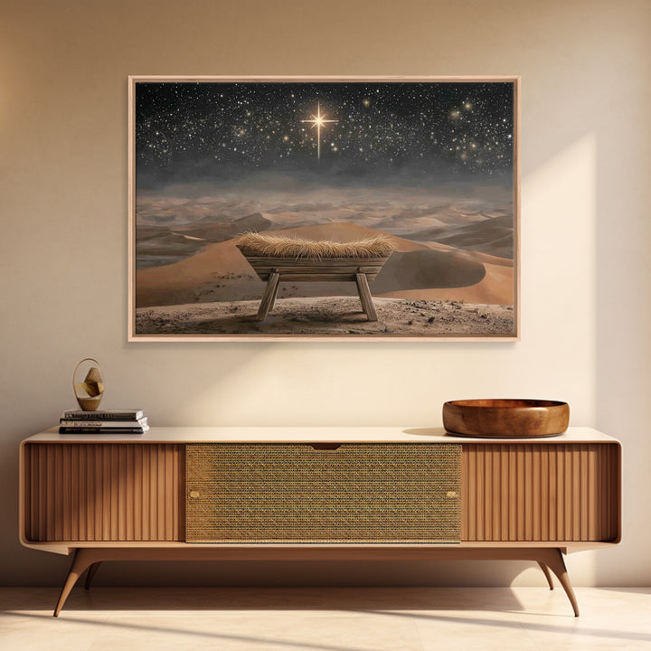 The Waiting Manger – Framed Canvas Print – Christian Wall Art – Christian Art Canvas – Christmas Art – Jesus Christmas Art – Christian Chri