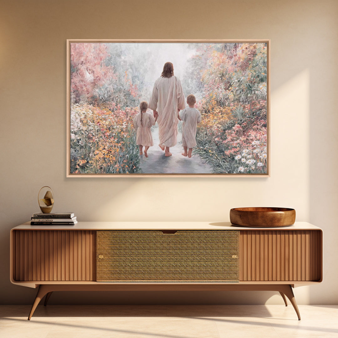 Garden Path Savior – Framed Canvas Print – Christian Wall Art – Christian Art Canvas – Christian Paintings – Christian Art – Christian Gift