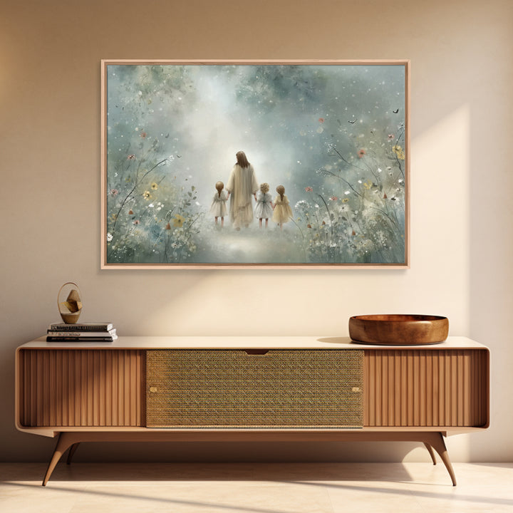 Blossoms Of Heaven, Framed Canvas Print, Christian Art Print, Jesus Painting Canvas, Subtle Christian Art, Christian Wall Art, Christian Gi