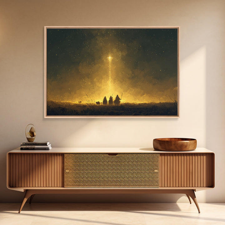 Guiding Star Path – Framed Canvas Print – Christmas Art Prints – Christian Art Canvas – Christian Christmas Decor – Modern Christmas Art –