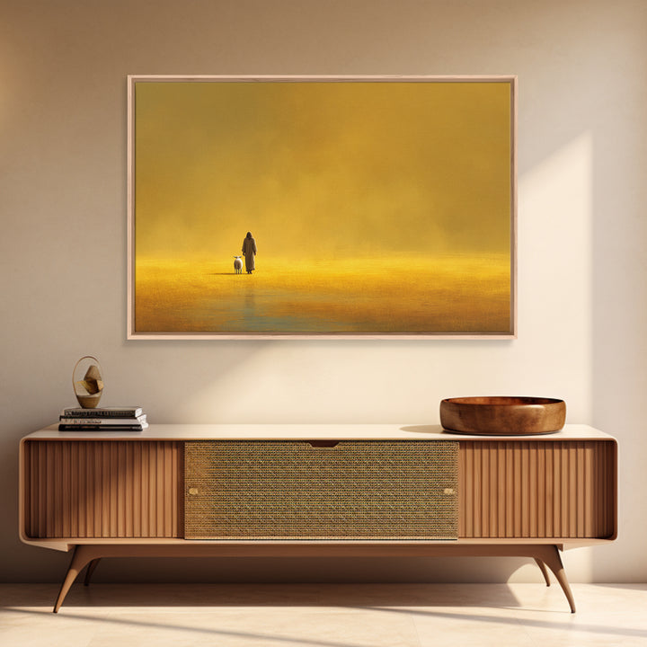 Golden Field Grace | Framed Canvas Print | Minimalist Christian Art | Christian Art Canvas | Jesus Painting Canvas | Christian Decor For Ho
