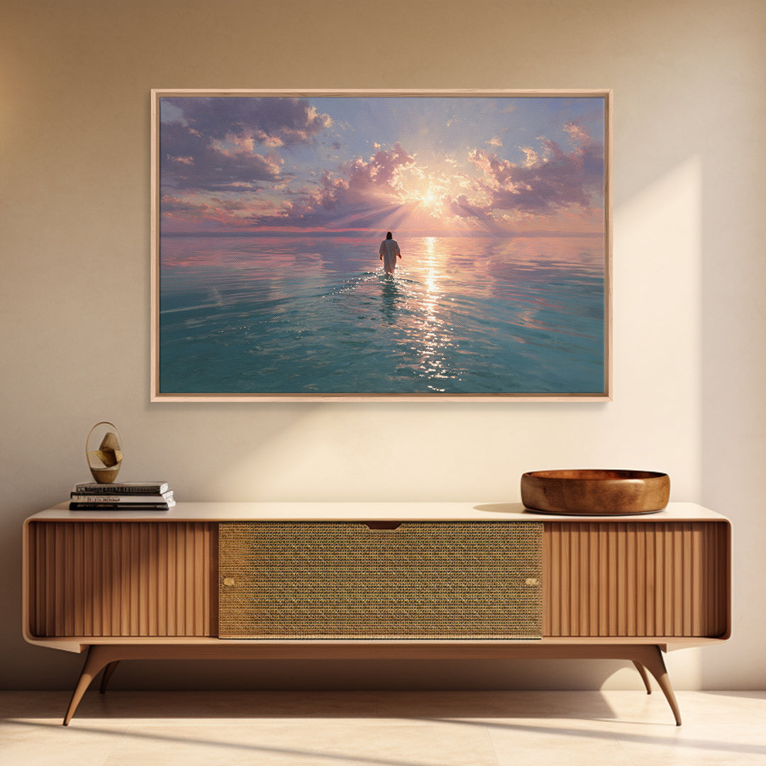 Radiant Sea Hope - Framed Canvas Print - Jesus Painting - Christian Wall Art - Christian Art Canvas - Christian Gift Ideas - Modern Christi