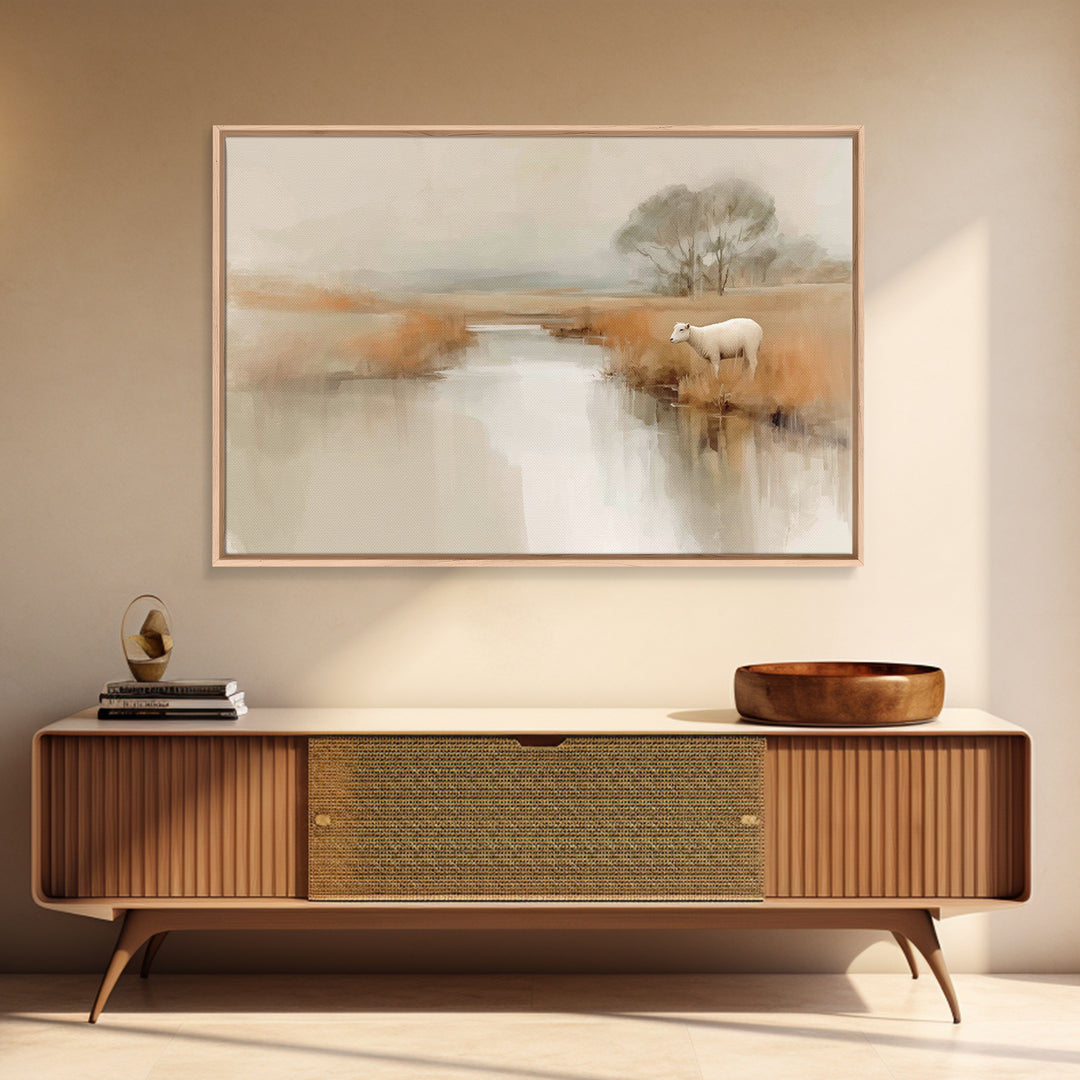 Dawn Meadow Grace, Framed Canvas Print, Christian Art Canvas, Christian Wall Art, Modern Christian Art, Christian Painting