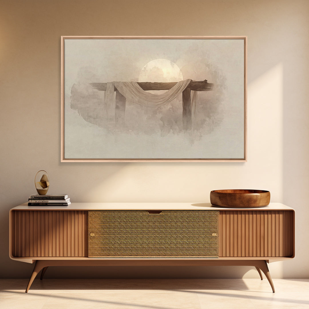 Eternal Morning Cross | Framed Canvas Print | Christian Painting | Christian Art Canvas | Christian Wall Art | Modern Christian Art