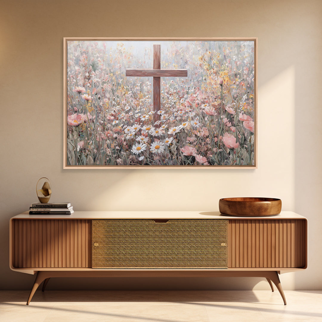 Field Of Grace, Framed Canvas Print, Christian Painting, Christian Wall Art, Christian Art Canvas, Large Christian Art