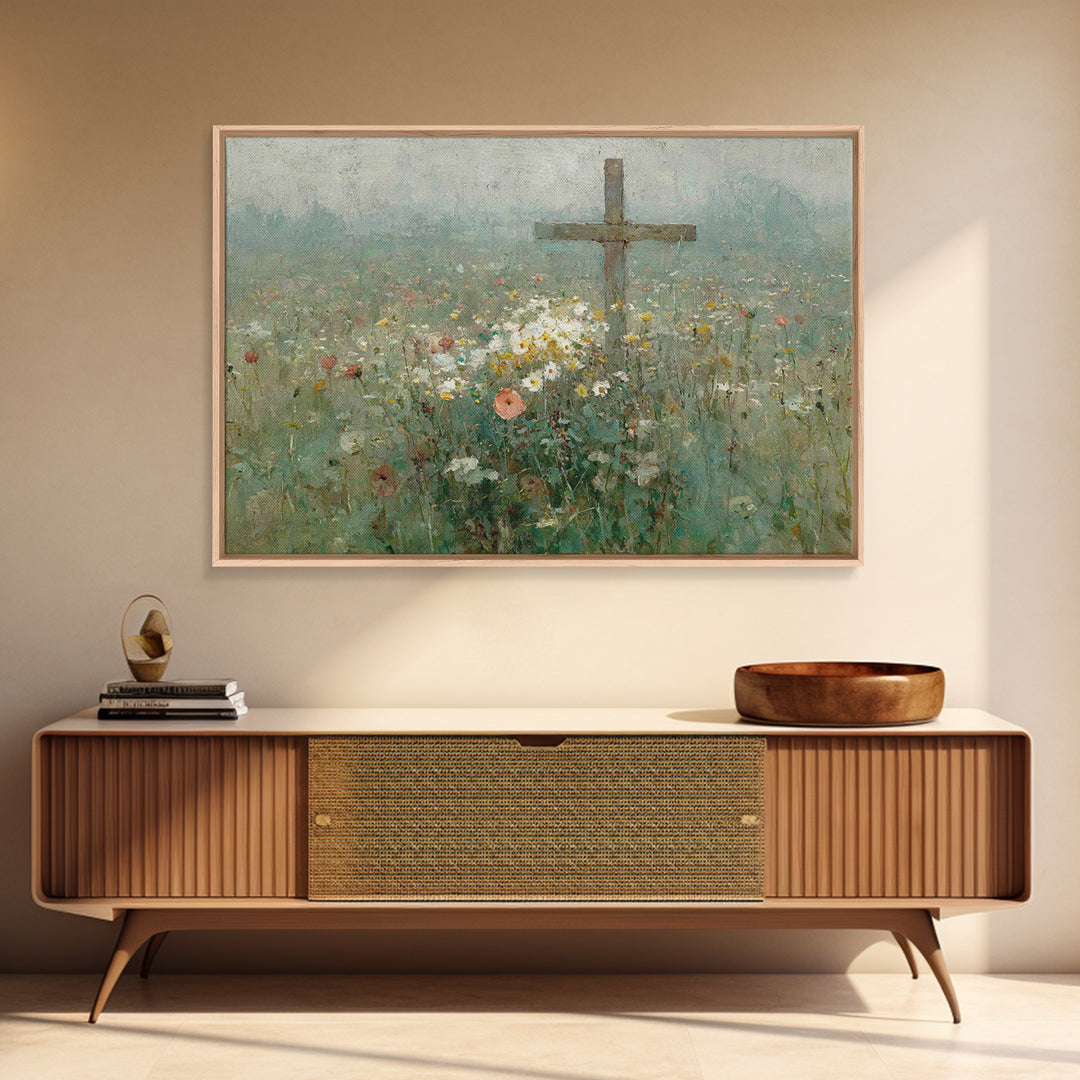 Wildflower Redemption | Framed Canvas Print | Christian Art Canvas | Vintage Christian Art | Christian Wall Art | Christian Painting