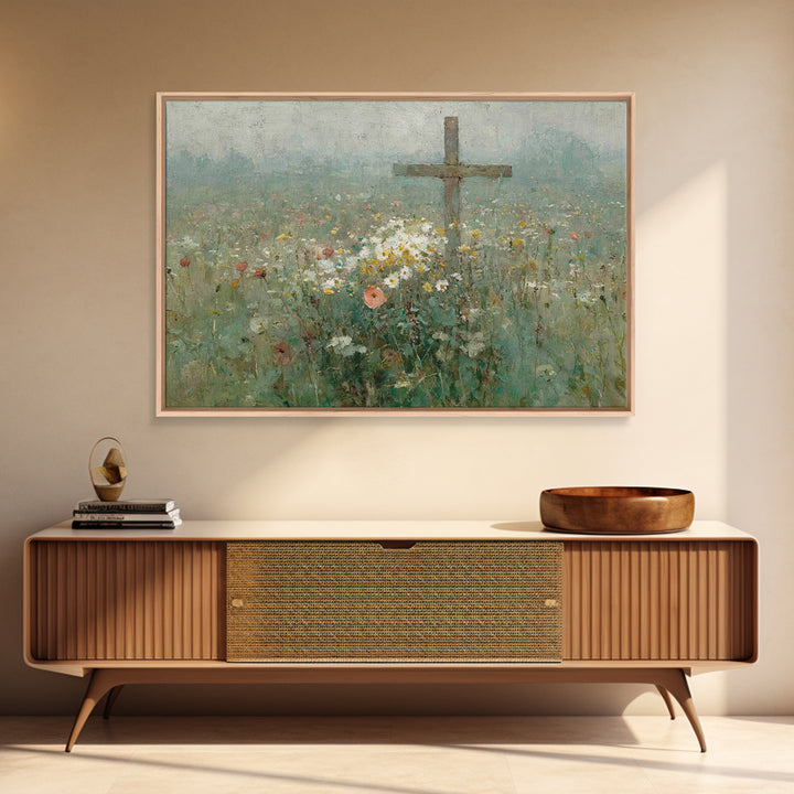 Wildflower Redemption | Framed Canvas Print | Christian Art Canvas | Vintage Christian Art | Christian Wall Art | Christian Painting