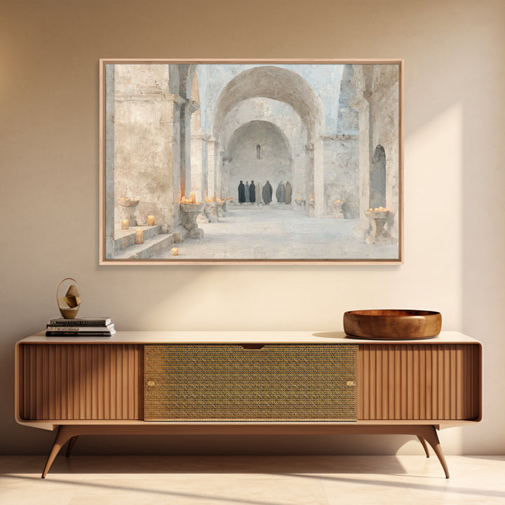Cloistered Prayer | Framed Canvas Print | Christian Art Canvas | Christian Decor | Christian Wall Art | Christian Painting | Christmas Art