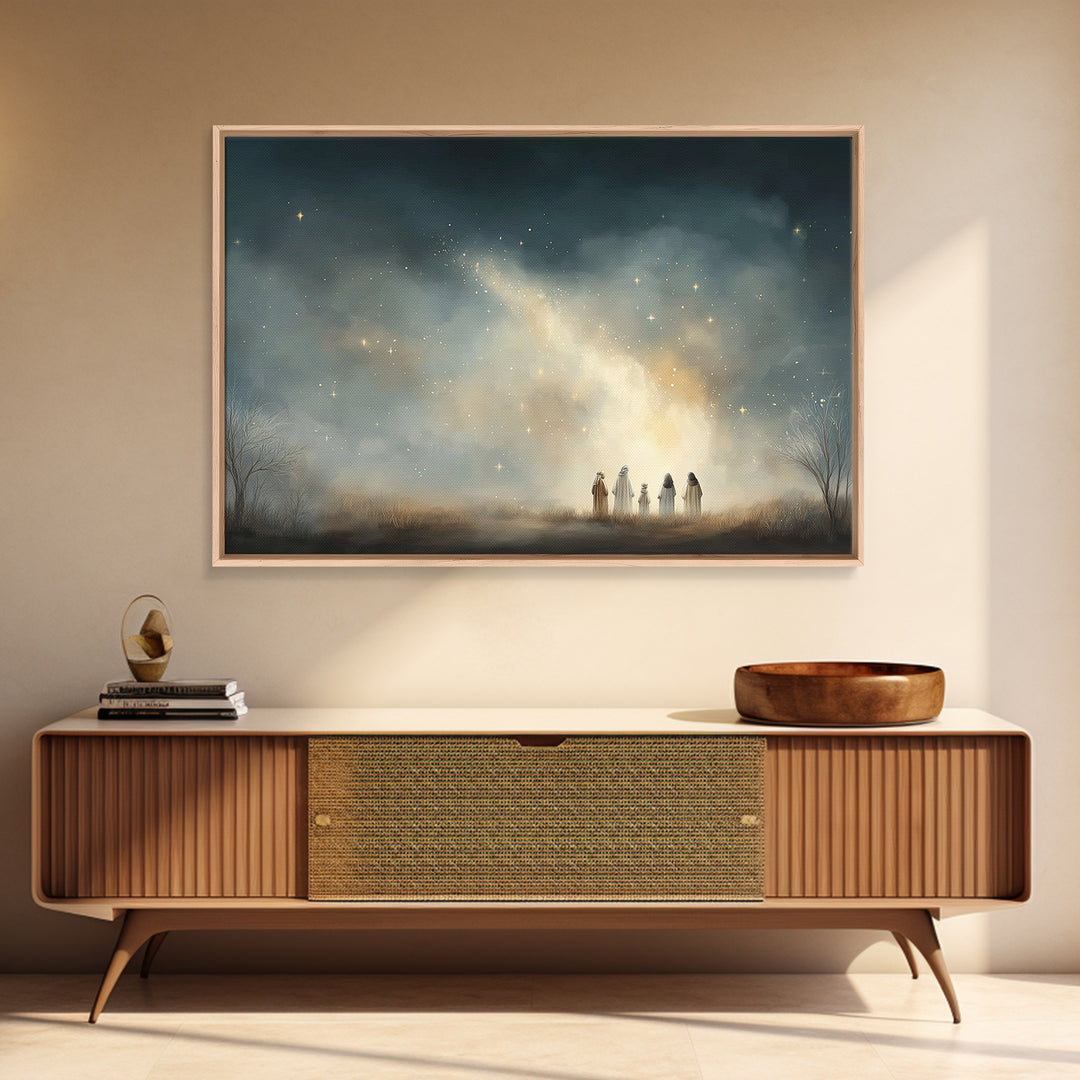 Starborn Night – Framed Canvas Print – Christian Wall Art – Jesus Painting – Christian Art Canvas – Christian Christmas Art – Christmas Art