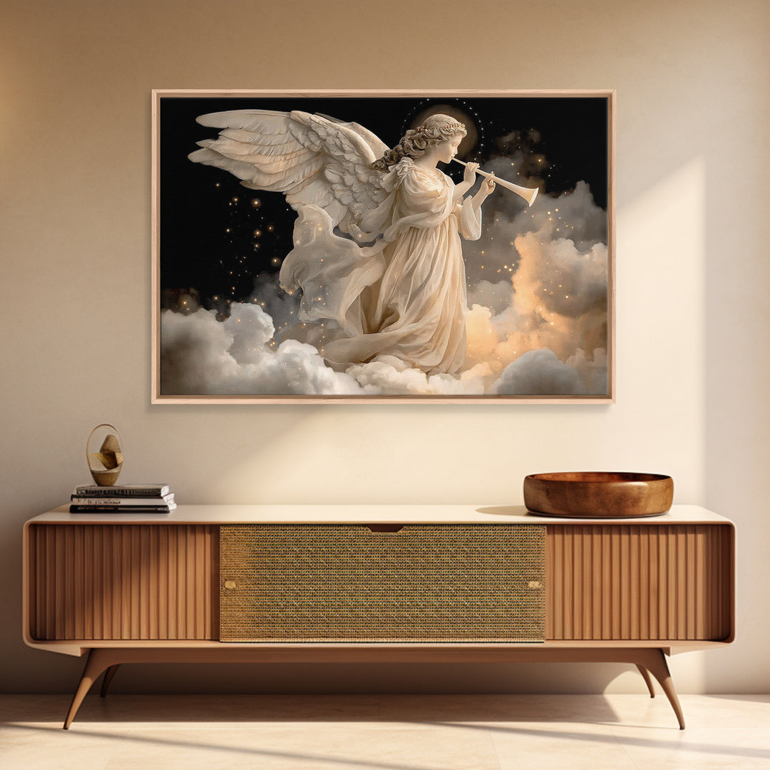 Angelic Herald – Framed Canvas Print – Christian Christmas Art – Christian Wall Art – Christian Art Canvas – Christmas Wall Art – Jesus Pai