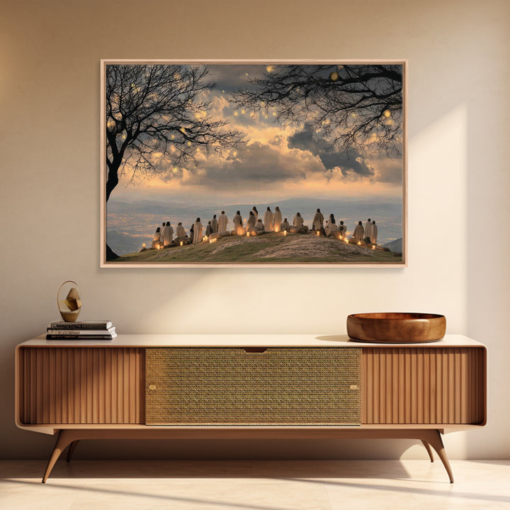 Gathered at Dawn – Framed Canvas Print – Christian Christmas Art – Christian Wall Art – Christian Art Canvas – Christmas Art – Christian Pa