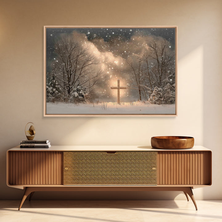 Timber Of Grace | Framed Canvas Print | Christian Wall Art | Christian Art Canvas | Minimalist Christian Art | Christian Decor