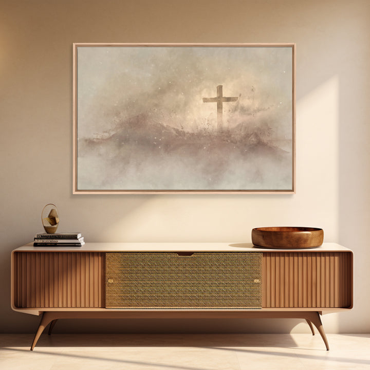 Cross Of Stillness – Framed Canvas Print – Christian Wall Art – Christian Art Canvas – Subtle Christian Art – Christian Gift