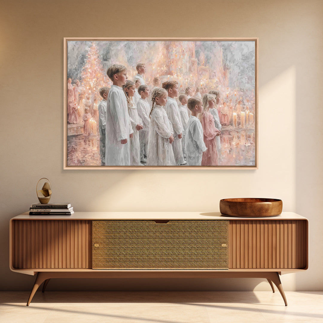 Radiant Carol Procession – Framed Canvas Print – Christmas Art – Christian Art Canvas – Christian Wall Art – Christian Christmas – Christia